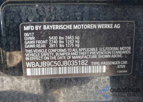 2018 BMW M550I xDrive from USA, damaged, VIN WBAJB9C50JB035182